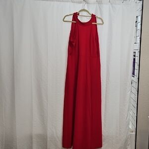Elegant Red Halter Dress